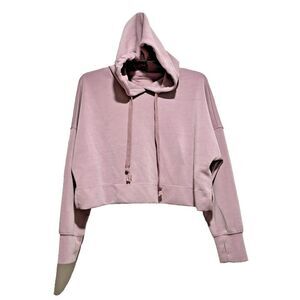 AS Revival Womens Thumb Hole Pullover Hoodie XS in Lavender Purple Drop Shoulder